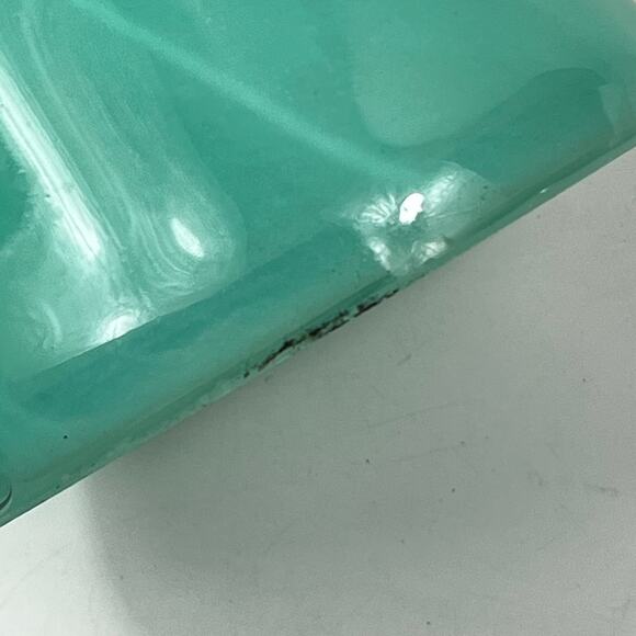 Murano Art Glass Vase Encased Green White Swirl Ruffled Rim 16" Italian Blown - Picture 11 of 16